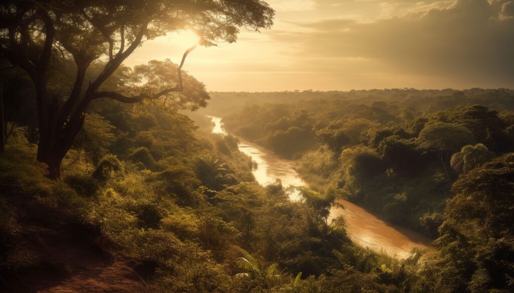 sunset-tropical-rainforest-tranquil-beauty-surrounds-africa-uganda